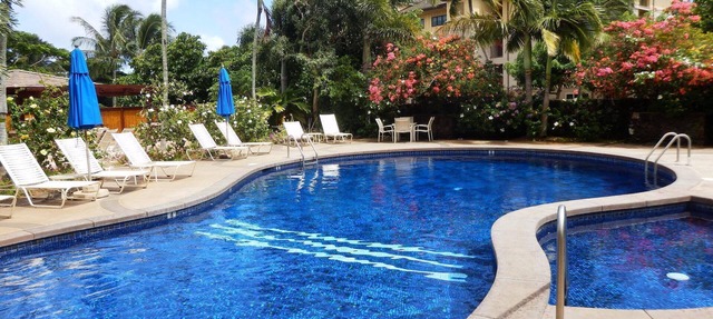 A/C throughout spacious clean comfortable main floor condo with lush garden view in Koloa