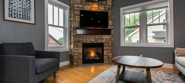Modern home in historic neighborhood with lower level game room by Loras College in Dubuque