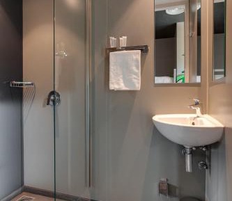 Private twin room with attached bathroom